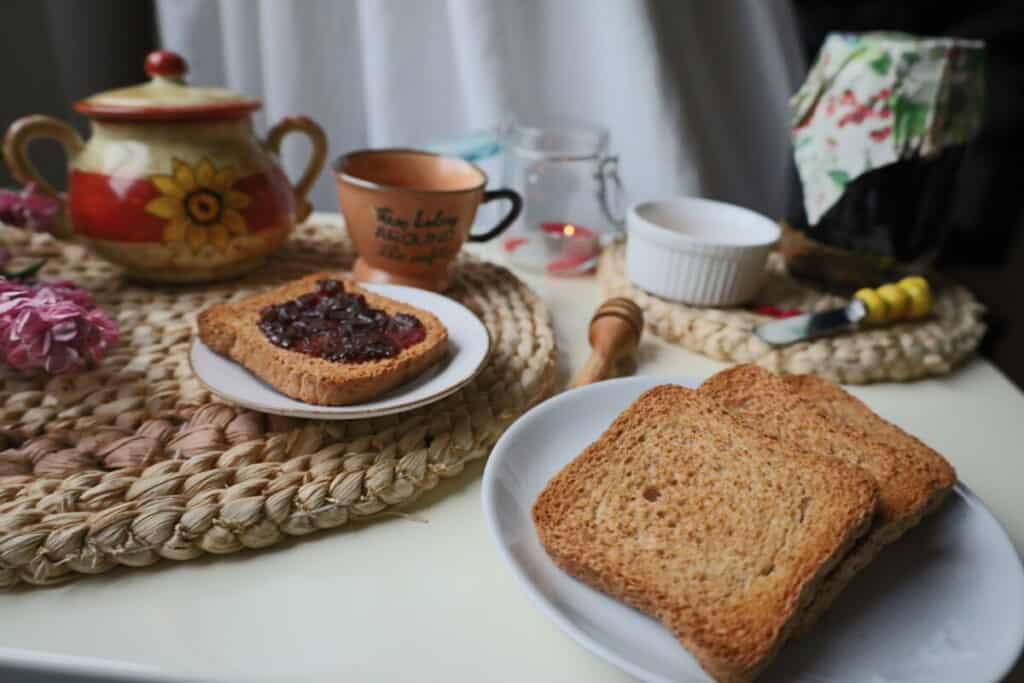 Italian breakfast toast with jam