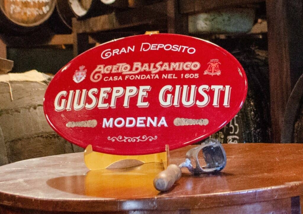 Name plaque of balsamic vinegar creator Giuseppe Giusti