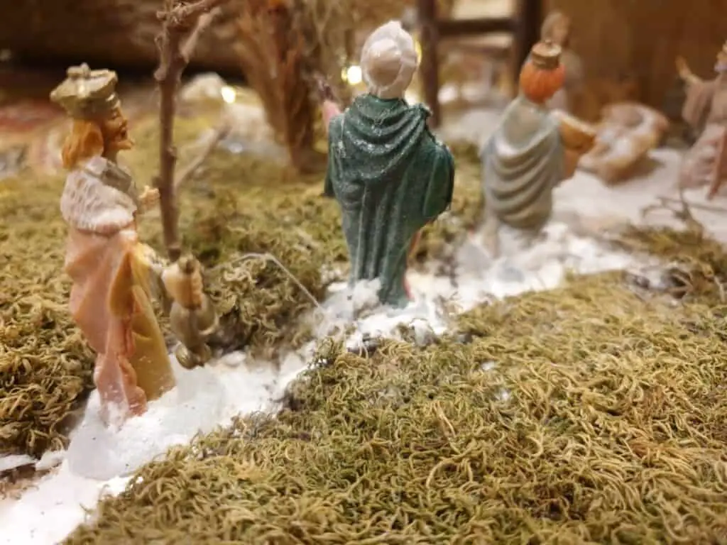 Statuettes of the Three Kings in a Nativity scene