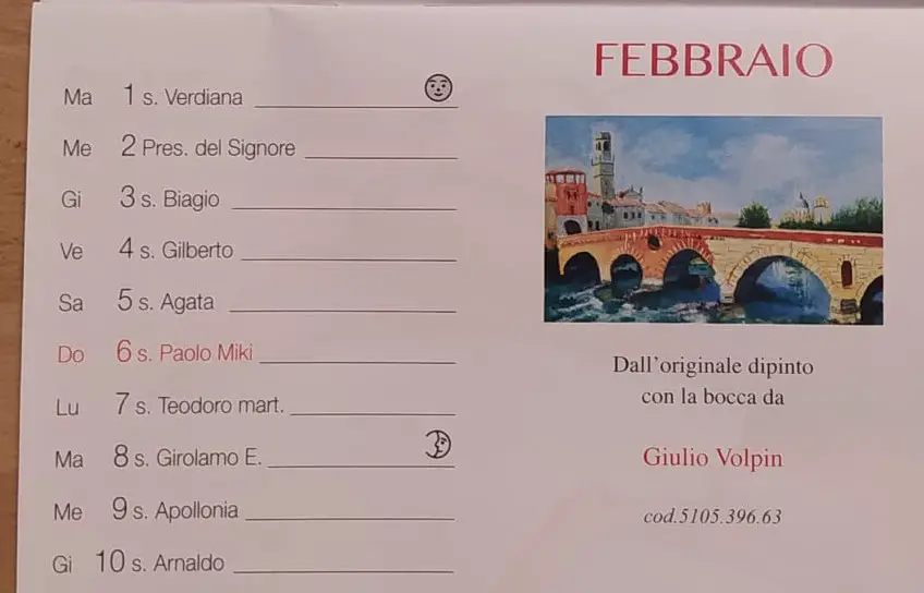 Picture of an Italian calendar