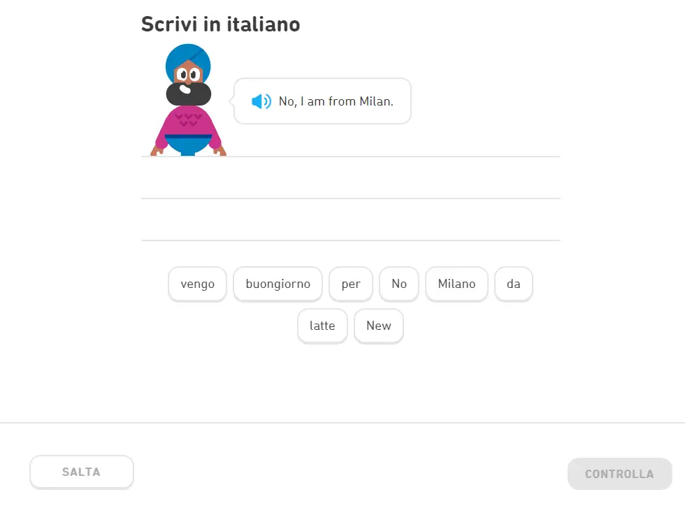 Italian to English Duolingo tree