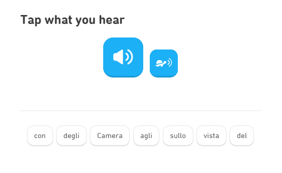 Duolingo Italian listening exercise