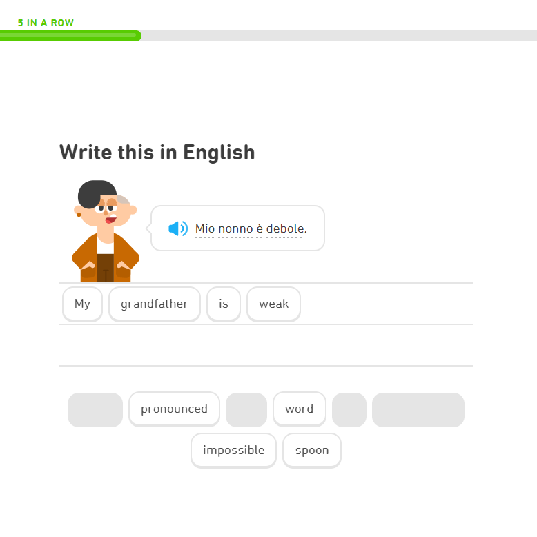 Exercise from Duolingo Level 3