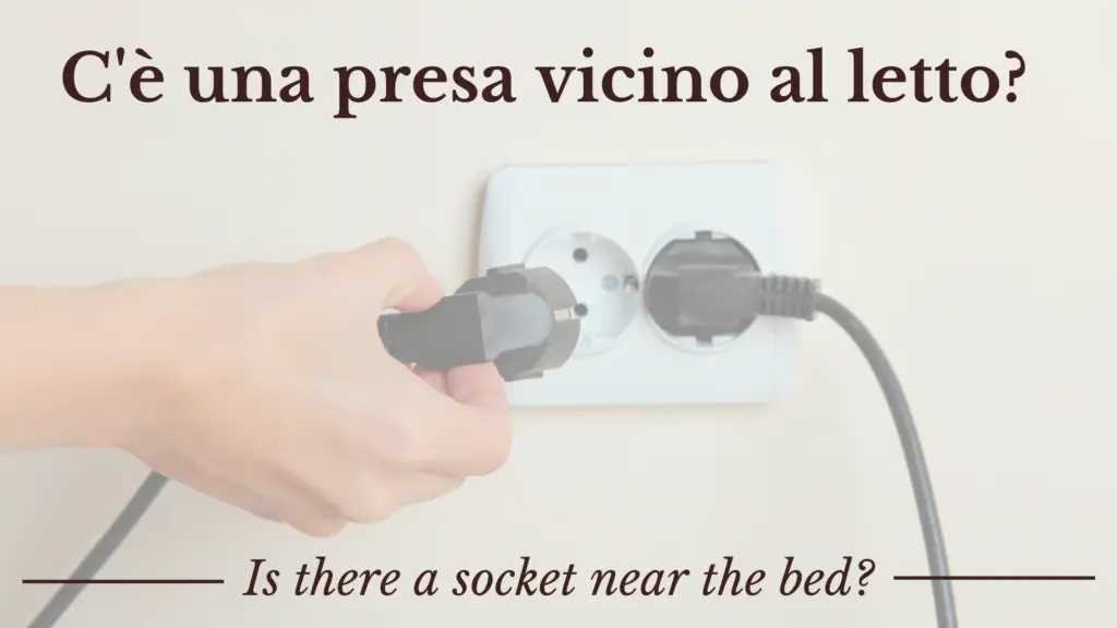 Picture of a plug socket to illustrate the Italian phrase "is there a socket near the bed"